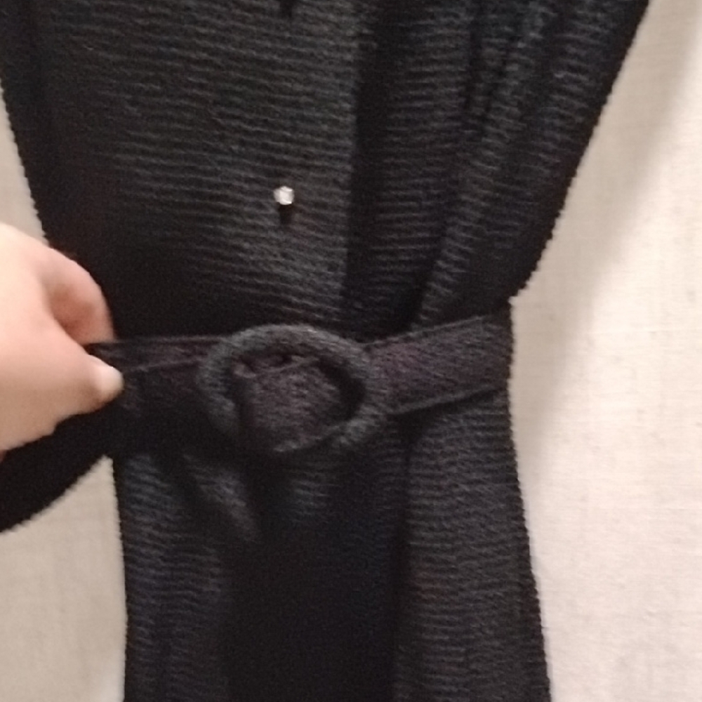 1940s Beautiful Linen Thick Material With Diamond 3 Buttons Top! Dress Sz 4 - Picture 8 of 9